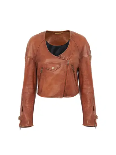 Chloé Cropped scoop-neck jacket in leather | Thumbnail 1 Chloé Cropped scoop-neck jacket in leather | Thumbnail 1