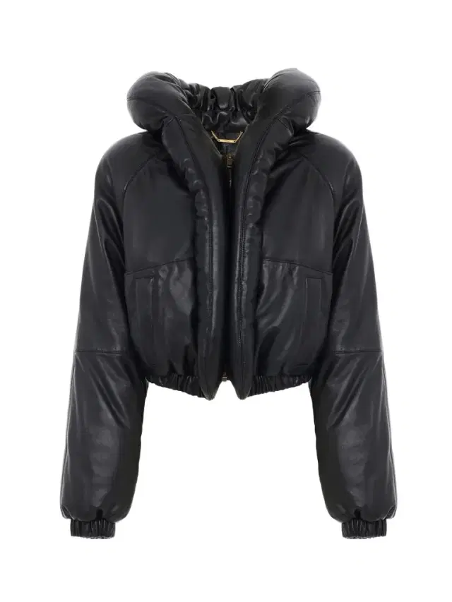 Short puffer jacket in leather Short puffer jacket in leather