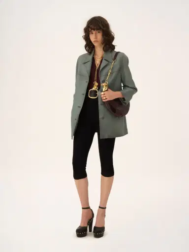 Chloé Single-breasted long jacket in leather | Thumbnail 3 Chloé Single-breasted long jacket in leather | Thumbnail 3