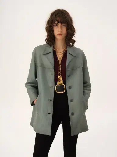 Chloé Single-breasted long jacket in leather | Thumbnail 4 Chloé Single-breasted long jacket in leather | Thumbnail 4