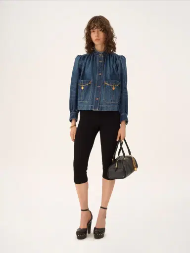 Chloé High-neck gathered jacket in denim | Thumbnail 4 Chloé High-neck gathered jacket in denim | Thumbnail 4