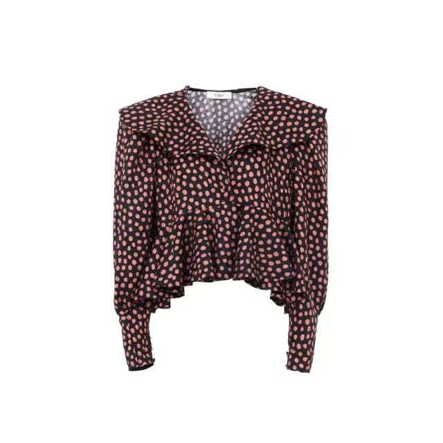 V-neck ruffle top in silk jacquard V-neck ruffle top in silk jacquard