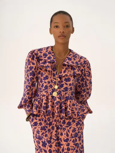 Chloé V-neck ruffle top in crêpe de chine | Thumbnail 4 Chloé V-neck ruffle top in crêpe de chine | Thumbnail 4