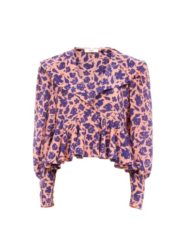 Chloé V-neck ruffle top in crêpe de chine | Thumbnail 1 Chloé V-neck ruffle top in crêpe de chine | Thumbnail 1