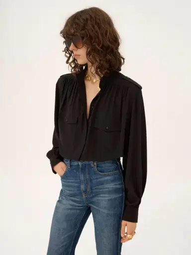 Chloé Gathered blouse in crêpe de chine | Thumbnail 4 Chloé Gathered blouse in crêpe de chine | Thumbnail 4