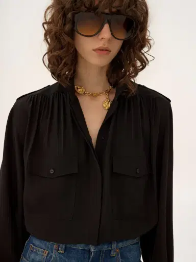Chloé Gathered blouse in crêpe de chine | Thumbnail 7 Chloé Gathered blouse in crêpe de chine | Thumbnail 7
