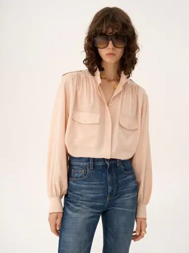 Chloé Gathered blouse in crêpe de chine | Thumbnail 4 Chloé Gathered blouse in crêpe de chine | Thumbnail 4