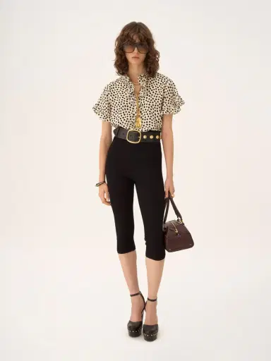 Chloé Short-sleeve ruffle top in crêpe de chine | Thumbnail 3 Chloé Short-sleeve ruffle top in crêpe de chine | Thumbnail 3