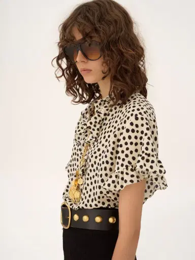 Chloé Short-sleeve ruffle top in crêpe de chine | Thumbnail 6 Chloé Short-sleeve ruffle top in crêpe de chine | Thumbnail 6