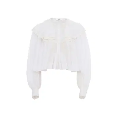Chloé Cropped ruffle top in cotton voile & lace | Thumbnail 1 Chloé Cropped ruffle top in cotton voile & lace | Thumbnail 1