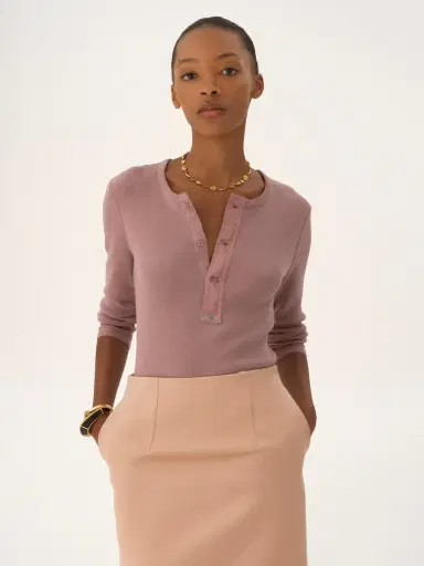 Chloé Fitted Henley shirt in cotton jersey | Thumbnail 4 Chloé Fitted Henley shirt in cotton jersey | Thumbnail 4
