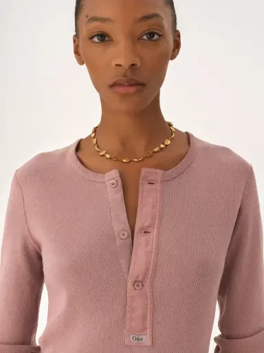 Chloé Fitted Henley shirt in cotton jersey | Thumbnail 6 Chloé Fitted Henley shirt in cotton jersey | Thumbnail 6