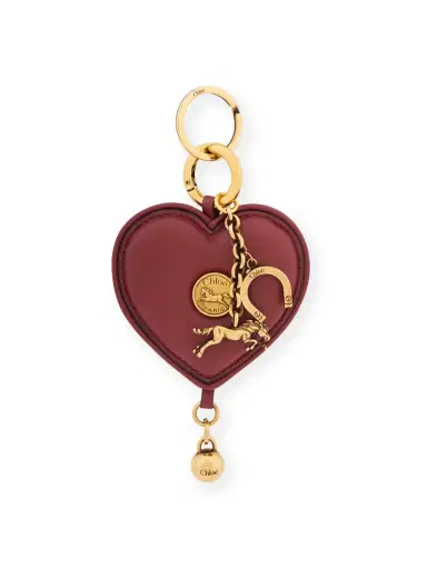Chloé Chloé Symbols Heart key ring bag charm in soft leather | Thumbnail 1 Chloé Chloé Symbols Heart key ring bag charm in soft leather | Thumbnail 1