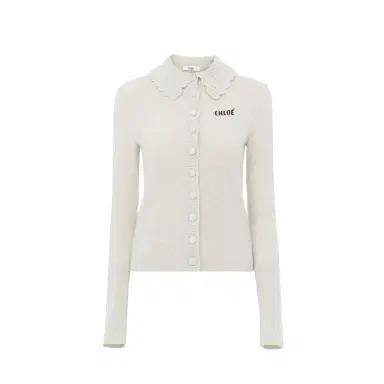 Chloé Fitted logo cardigan in a wool knit | Thumbnail 1 Chloé Fitted logo cardigan in a wool knit | Thumbnail 1