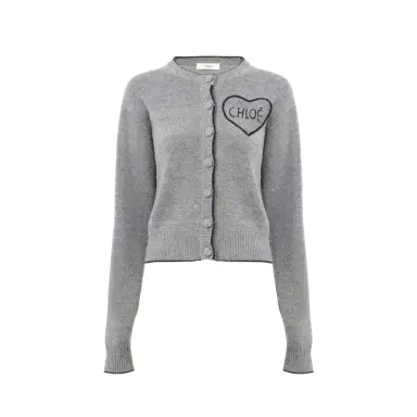 Chloé Fitted logo cardigan in a wool & cashmere knit | Thumbnail 1 Chloé Fitted logo cardigan in a wool & cashmere knit | Thumbnail 1