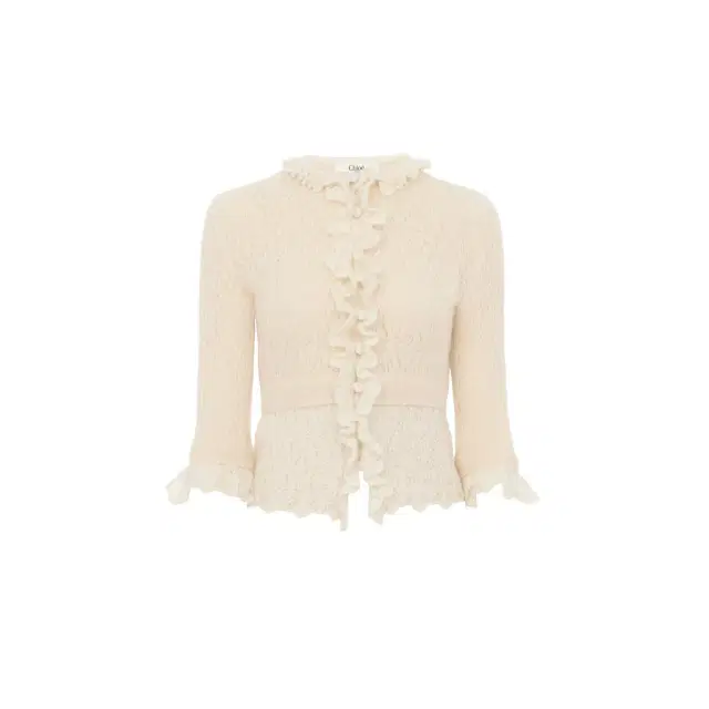 Cropped ruffle sweater in an alpaca wool & silk knit Cropped ruffle sweater in an alpaca wool & silk knit