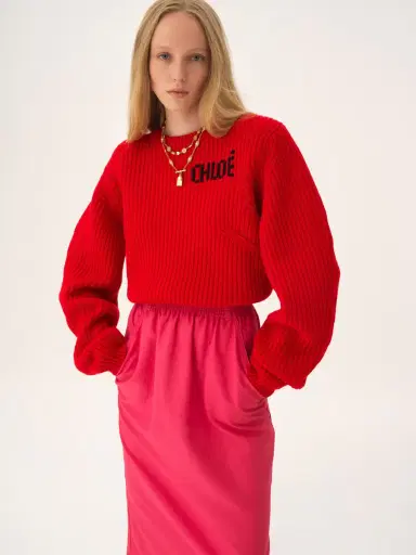 Chloé Oversized logo sweater in a wool & cashmere knit | Thumbnail 4 Chloé Oversized logo sweater in a wool & cashmere knit | Thumbnail 4