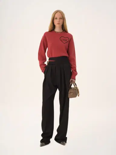 Chloé Cropped fitted logo sweater in a wool knit | Thumbnail 3 Chloé Cropped fitted logo sweater in a wool knit | Thumbnail 3