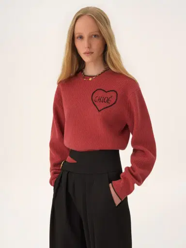 Chloé Cropped fitted logo sweater in a wool knit | Thumbnail 4 Chloé Cropped fitted logo sweater in a wool knit | Thumbnail 4