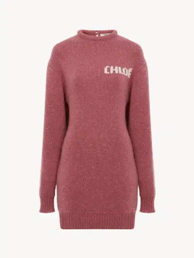 Chloé Long-sleeve logo mini dress in a merino wool knit | Thumbnail 2 Chloé Long-sleeve logo mini dress in a merino wool knit | Thumbnail 2