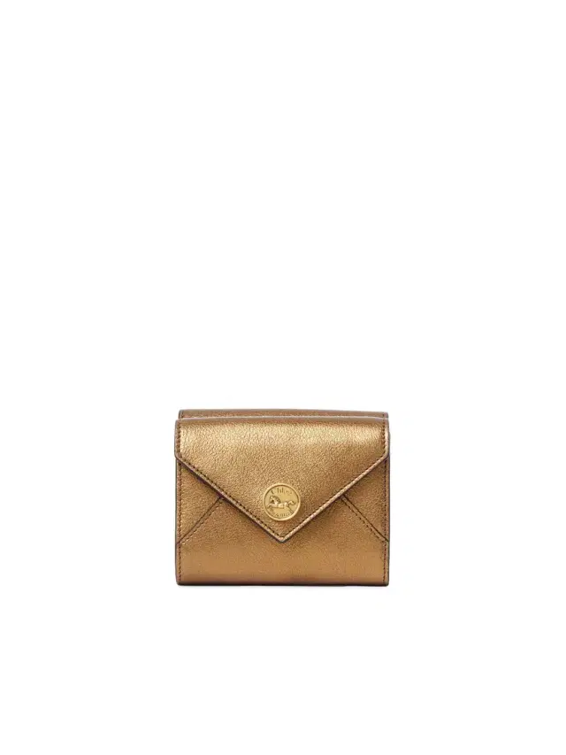 Small Envelope tri-fold in metallized leather Small Envelope tri-fold in metallized leather