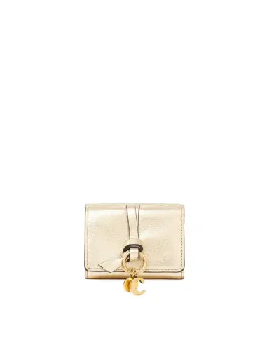 Chloé Mini Alphabet tri-fold in metallized leather | Thumbnail 1 Chloé Mini Alphabet tri-fold in metallized leather | Thumbnail 1