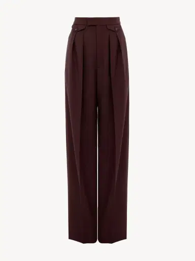 Chloé High-rise gathered pants in wool gabardine | Thumbnail 2 Chloé High-rise gathered pants in wool gabardine | Thumbnail 2