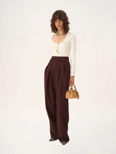 Chloé High-rise gathered pants in wool gabardine | Thumbnail 3 Chloé High-rise gathered pants in wool gabardine | Thumbnail 3