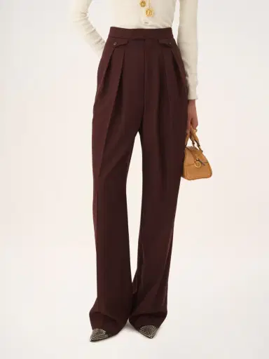 Chloé High-rise gathered pants in wool gabardine | Thumbnail 4 Chloé High-rise gathered pants in wool gabardine | Thumbnail 4