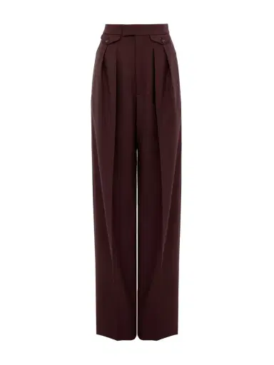 Chloé High-rise gathered pants in wool gabardine | Thumbnail 1 Chloé High-rise gathered pants in wool gabardine | Thumbnail 1
