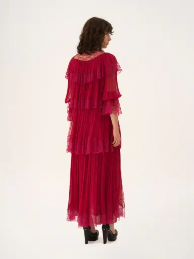 Chloé Long ruffled dress in silk mousseline & lace | Thumbnail 4 Chloé Long ruffled dress in silk mousseline & lace | Thumbnail 4