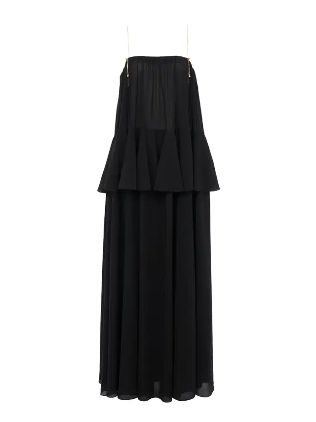 Sleeveless long dress in silk georgette Sleeveless long dress in silk georgette