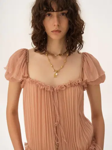 Chloé Gathered long ruffled dress in silk mousseline | Thumbnail 8 Chloé Gathered long ruffled dress in silk mousseline | Thumbnail 8