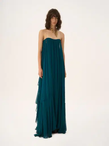 Chloé Sleeveless long dress in silk mousseline | Thumbnail 3 Chloé Sleeveless long dress in silk mousseline | Thumbnail 3