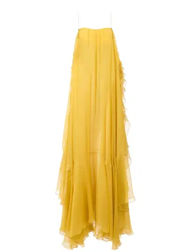 Chloé Sleeveless long dress in silk mousseline | Thumbnail 1 Chloé Sleeveless long dress in silk mousseline | Thumbnail 1