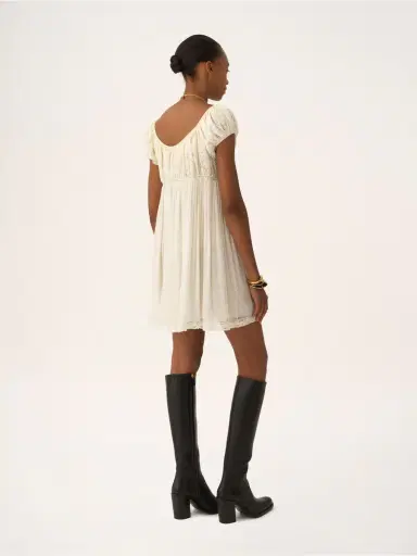 Chloé Short-sleeve mini dress in silk mousseline & lace | Thumbnail 5 Chloé Short-sleeve mini dress in silk mousseline & lace | Thumbnail 5