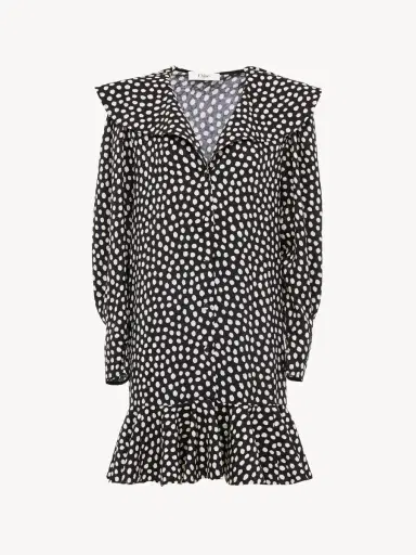 Chloé Long-sleeve mini dress in silk jacquard | Thumbnail 2 Chloé Long-sleeve mini dress in silk jacquard | Thumbnail 2