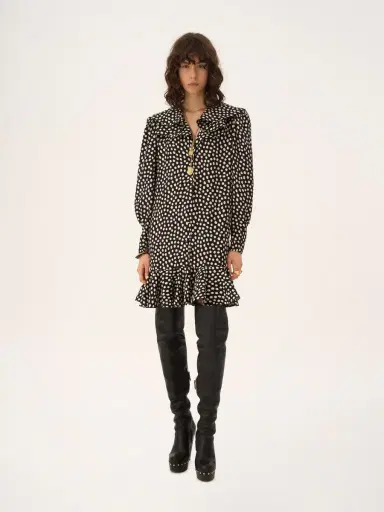 Chloé Long-sleeve mini dress in silk jacquard | Thumbnail 3 Chloé Long-sleeve mini dress in silk jacquard | Thumbnail 3