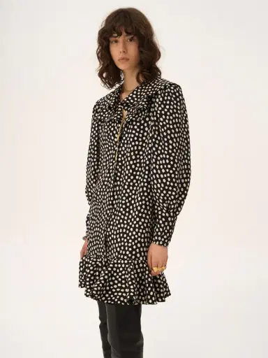 Chloé Long-sleeve mini dress in silk jacquard | Thumbnail 4 Chloé Long-sleeve mini dress in silk jacquard | Thumbnail 4