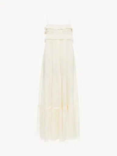 Chloé Sleeveless long dress in silk charmeuse | Thumbnail 2 Chloé Sleeveless long dress in silk charmeuse | Thumbnail 2