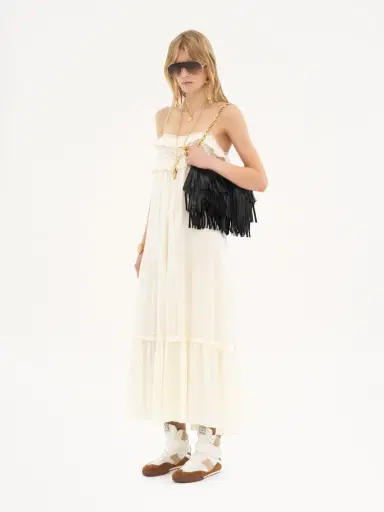 Chloé Sleeveless long dress in silk charmeuse | Thumbnail 3 Chloé Sleeveless long dress in silk charmeuse | Thumbnail 3