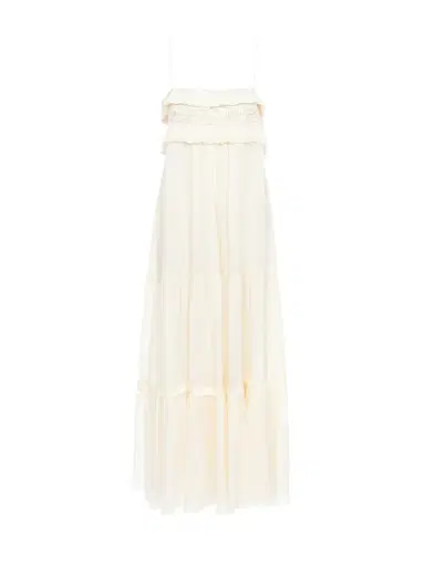 Chloé Sleeveless long dress in silk charmeuse | Thumbnail 1 Chloé Sleeveless long dress in silk charmeuse | Thumbnail 1