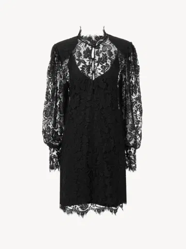 Chloé Long-sleeve mini dress in lace | Thumbnail 2 Chloé Long-sleeve mini dress in lace | Thumbnail 2