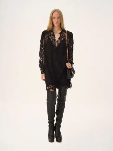 Chloé Long-sleeve mini dress in lace | Thumbnail 3 Chloé Long-sleeve mini dress in lace | Thumbnail 3