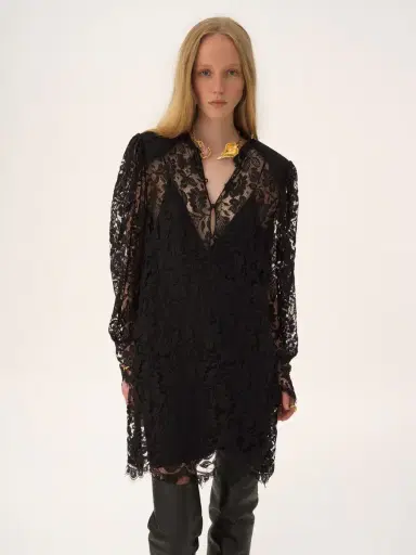 Chloé Long-sleeve mini dress in lace | Thumbnail 4 Chloé Long-sleeve mini dress in lace | Thumbnail 4