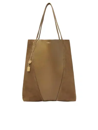 Chloé Large Chloé Spin tote bag in grained & suede leather | Thumbnail 1 Chloé Large Chloé Spin tote bag in grained & suede leather | Thumbnail 1