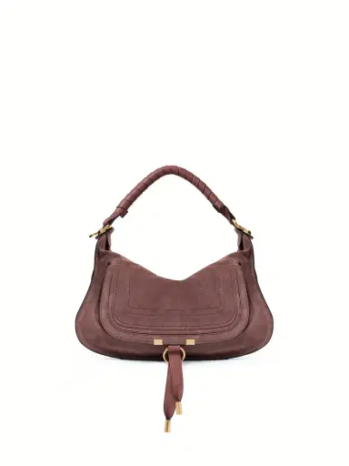 Chloé Small Marcie shoulder bag in suede leather | Thumbnail 1 Chloé Small Marcie shoulder bag in suede leather | Thumbnail 1