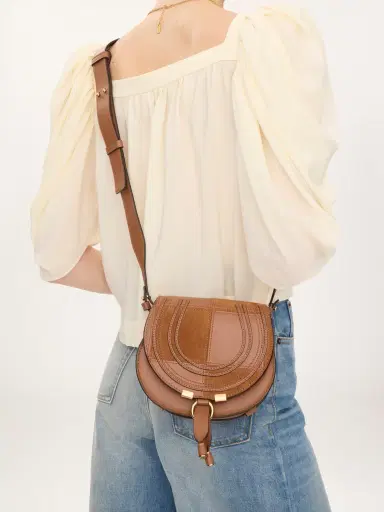 Chloé Small Marcie saddle bag in grained & suede leather | Thumbnail 3 Chloé Small Marcie saddle bag in grained & suede leather | Thumbnail 3