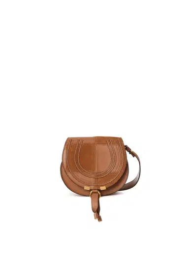 Chloé Small Marcie saddle bag in grained & suede leather | Thumbnail 1 Chloé Small Marcie saddle bag in grained & suede leather | Thumbnail 1