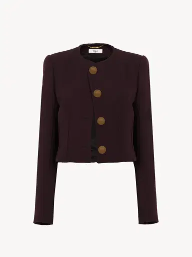 Chloé Collarless cropped jacket in wool crêpe | Thumbnail 2 Chloé Collarless cropped jacket in wool crêpe | Thumbnail 2